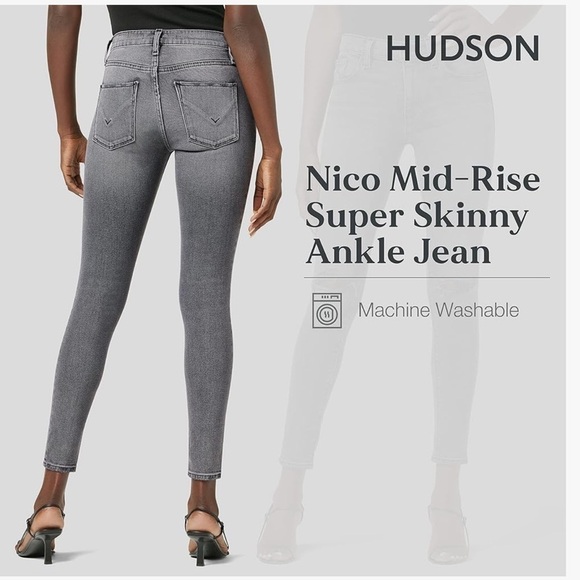 HUDSON Nico Mid-Rise Super Skinny Ankle Deconstructed Jean Size 25 - Picture 2 of 16